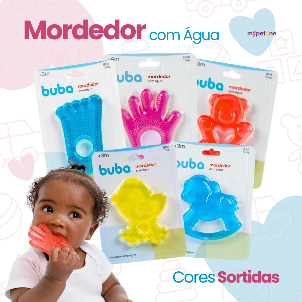 Mordedor Com Água Para Bebês Buba - Vários Formatos Cor Sortida em Oferta na Shopee