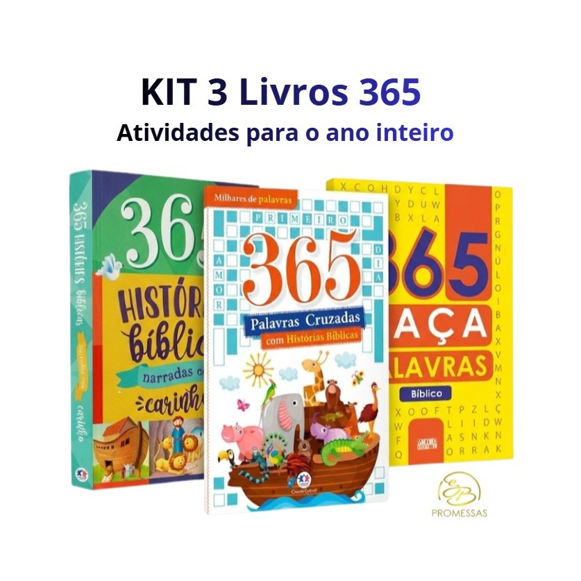 SUPER KIT ATIVIDADES BÍBLICAS INFANTIS: 365 Histórias Narradas + Cruzadinhas + Caça Palavras