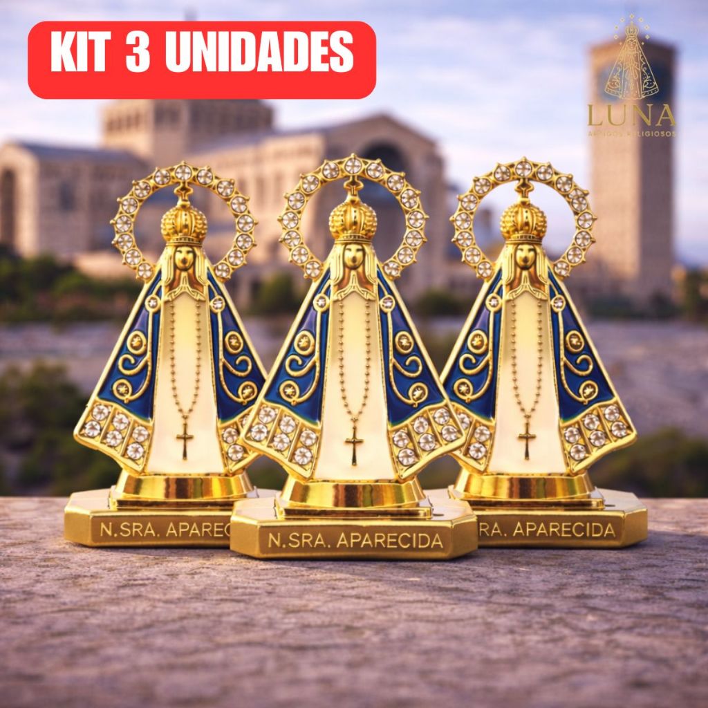 Kit 2/3 Santinha Nossa Senhora Aparecida Painel Para Carro ou Caminhao Mesa Dupla Face
