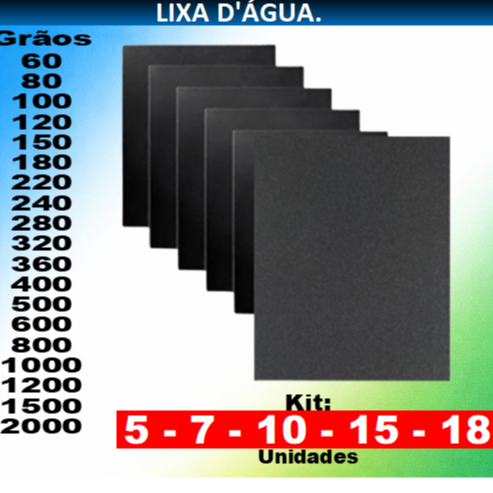 Kit Lixa D’Água 5, 7, 10, 15, 18 Unidades. Grão 60 80 100 120 .. até 600 800 1000 1200 1500 2000