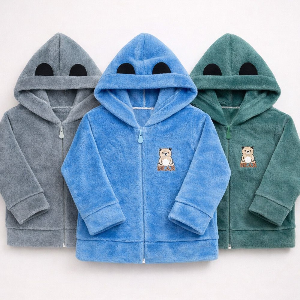 Jaqueta Bebê Menino Inverno Fleece Macio com Capuz em Oferta na Shopee