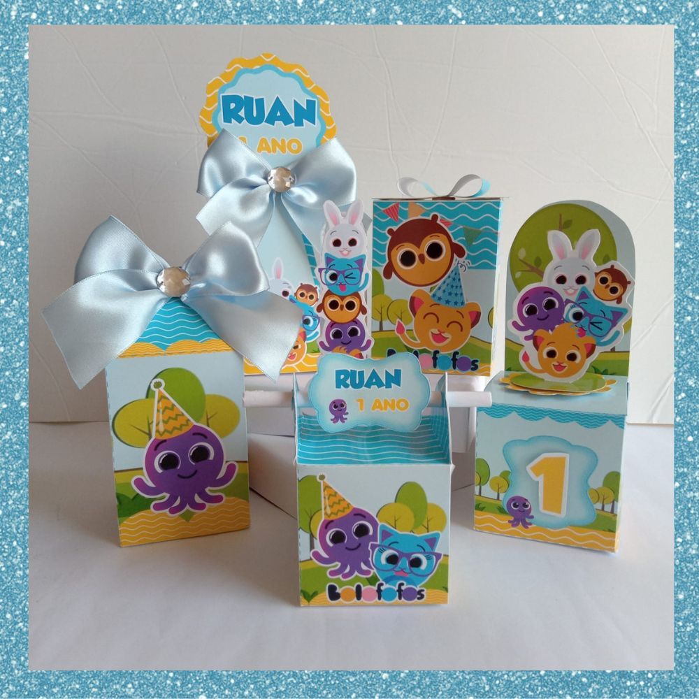 KIT CAIXAS PERSONALIZADAS BOLO FOFO LEMBRANÇINHA FESTA INFANTIL DECORAÇÃO DE ANIVERSARIO