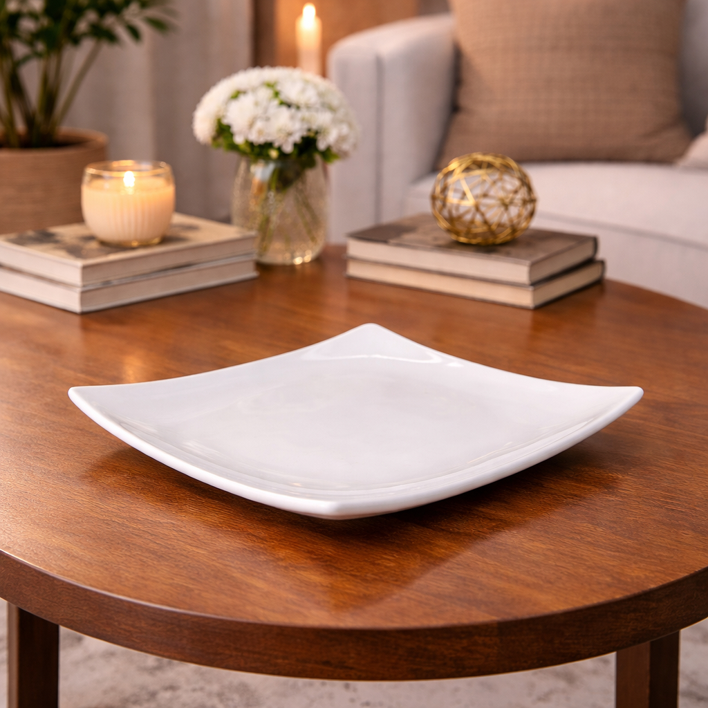 Fruteira centro de Mesa Quadrado enfeite decoração cerâmica