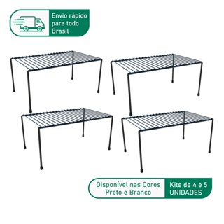 Kit Organizador de Cozinha Rack Prateleira Suspensa Suporte Armário Multiuso 32cm Elegante Preto em Oferta na Shopee