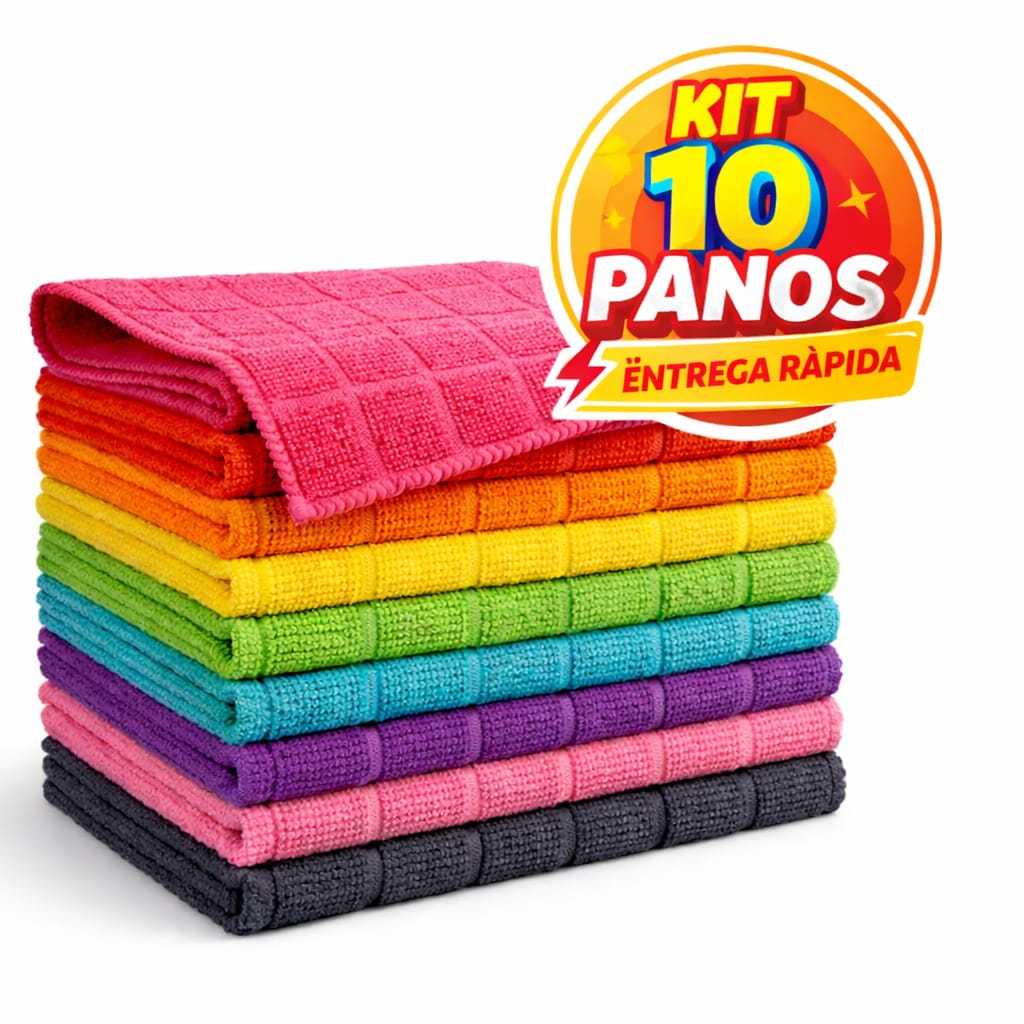 Kit 10 Panos De Limpeza Microfibra alta absorção Multiuso em Oferta na Shopee