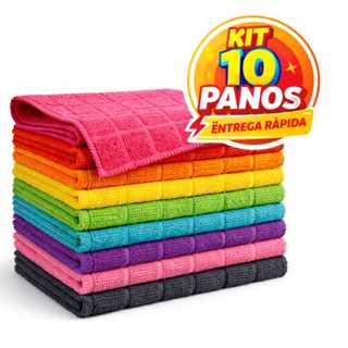 Kit 10 Panos De Limpeza Microfibra alta absorção Multiuso em Oferta na Shopee