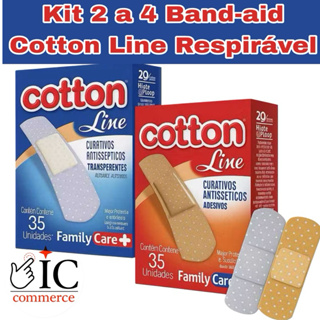 Kit 2 a 4 Curativo Band-Aid Family Care C/35 Unidades Cotton Line | Proteção Diária, Alta Fixação, Original em Oferta na Shopee