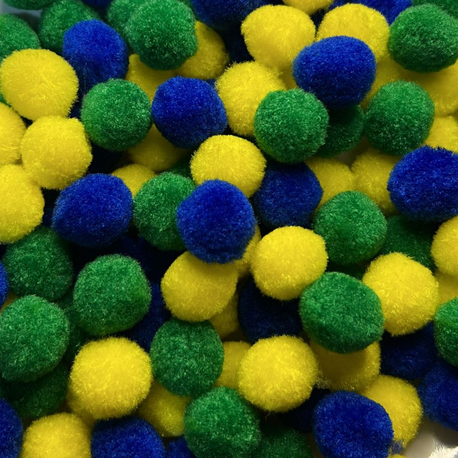 Pompom Bolinha Cores Do Brasil em Poliéster 20mm P/Artesanato