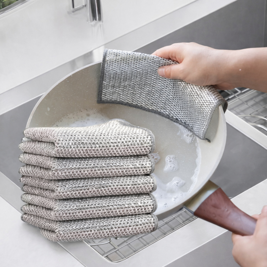 Pano de Limpeza Lava Louça Fibra Metálica Reutilizável Inox Panela e Fogao Guiana