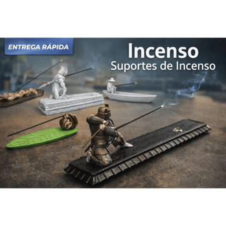 Incensario Porta Incenso Pescador/Samurai/Preguiçar 3D | Zen Decorativo– Suporte para Incenso de Vareta