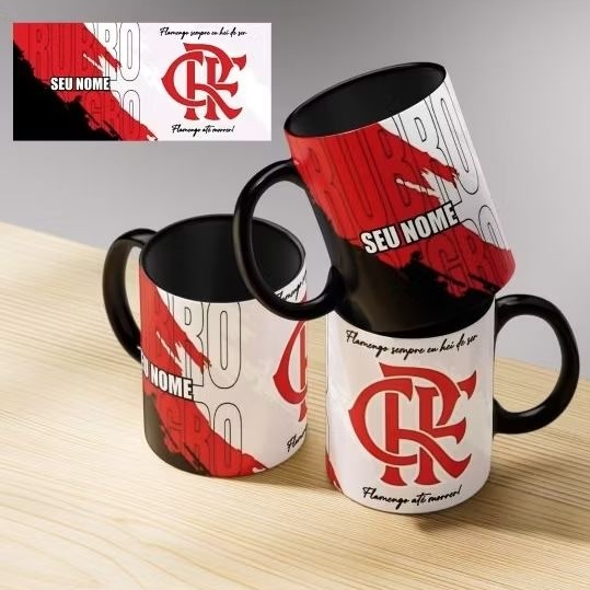 Caneca De Porcelana Estampa Do Flamengo Personalizada Com Seu Nome Xícara Perfeita Para Presente