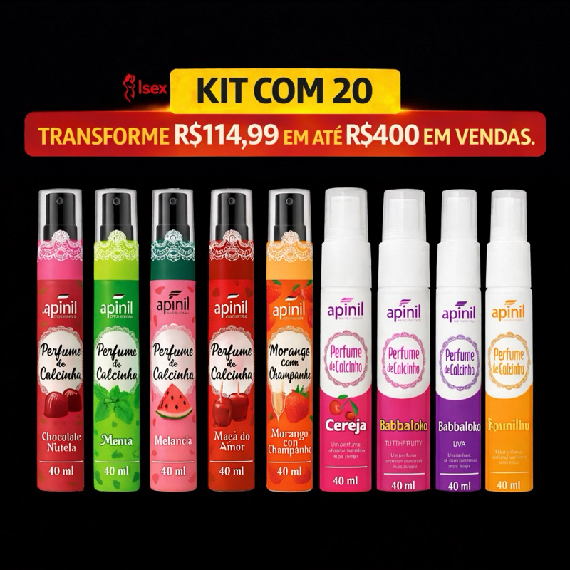 Kit com 20 Perfume de Calcinha Intimo Sortidos Apinil - Atacado para Revenda em Oferta na Shopee