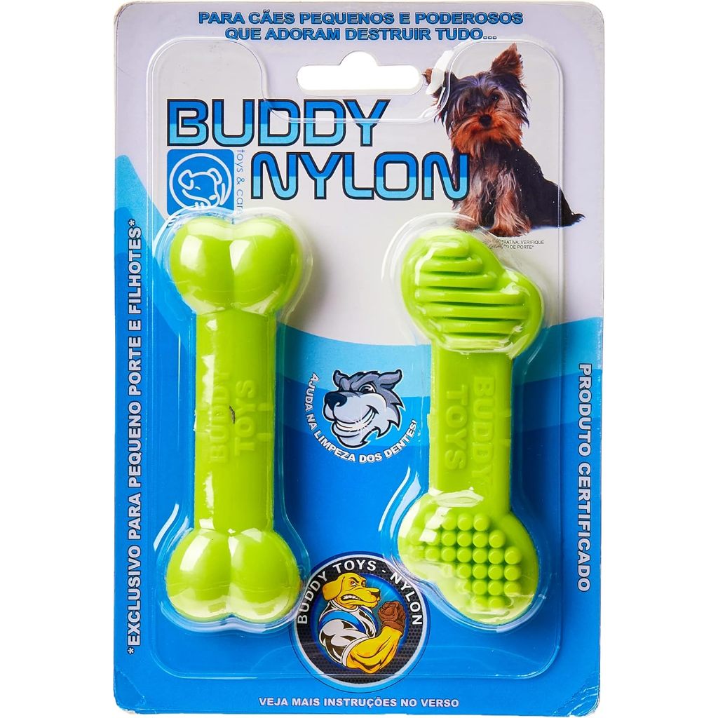 Brinquedo Para Cães Mordedor Resistente Nylon Kit Ossinho Pequeno Porte Buddy Toys