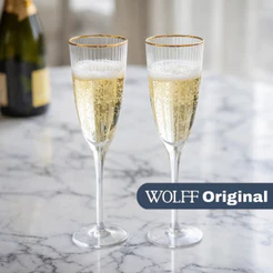 Jogo De 2 Taças De Champagne Lines Com Borda Dourada 300Ml Wolff