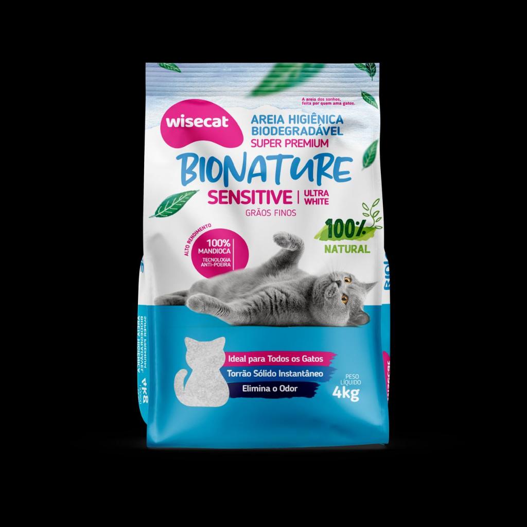 Areia Higiênica Wisecat Bionature Azul 4kg Super Premium em Oferta na Shopee