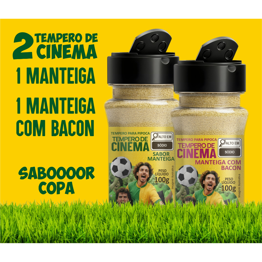 2 TEMPERO PARA PIPOCA MANTEIGA E MANTEIGA COM BACON 100G CADA COPA em Oferta na Shopee