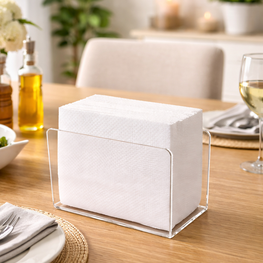 Porta Guardanapo De Mesa Acrílico Moderno Branco Transparente em Oferta na Shopee