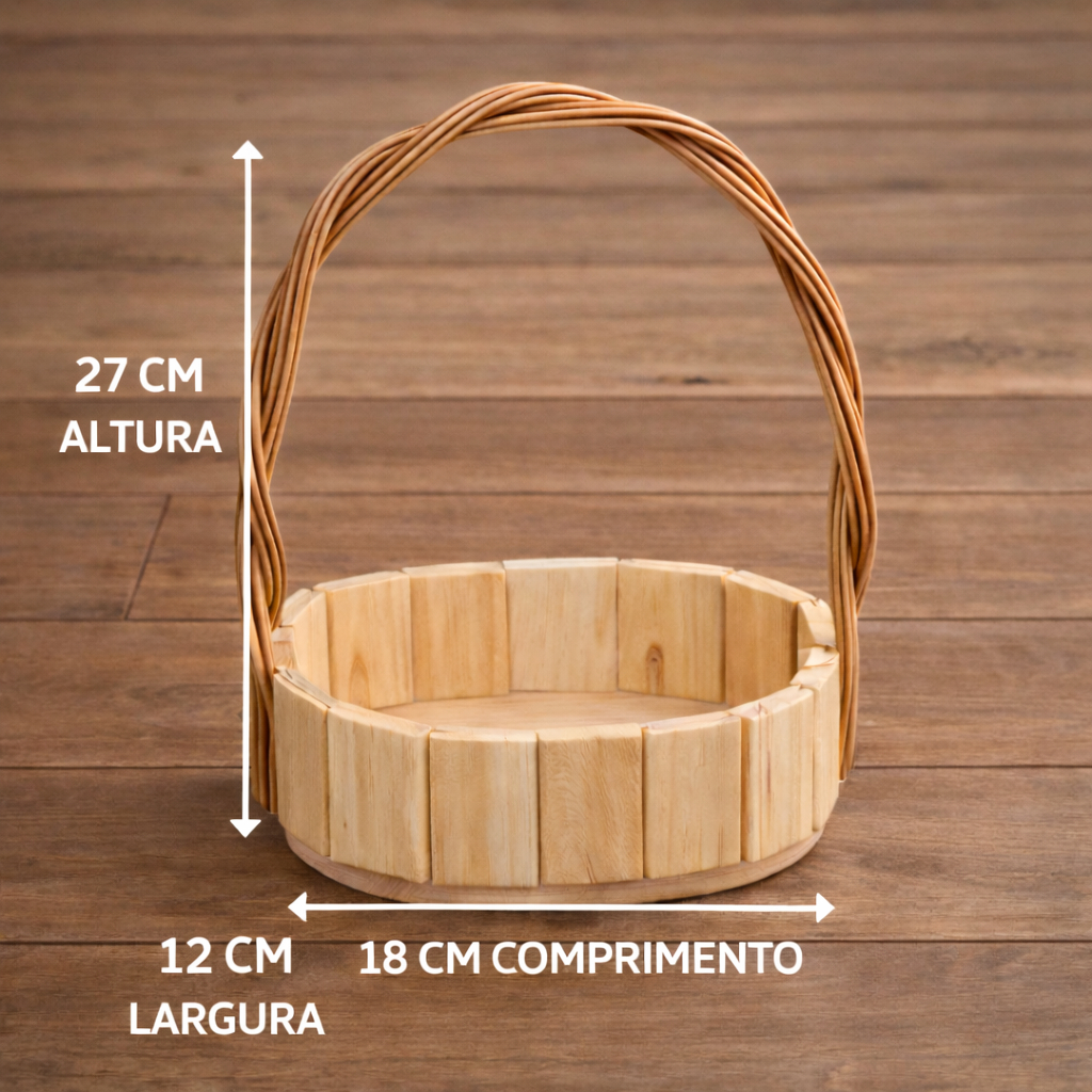 Kit 10 Cestos para Presente 18cm Oval Decorativo Dias das mães Alça dupla