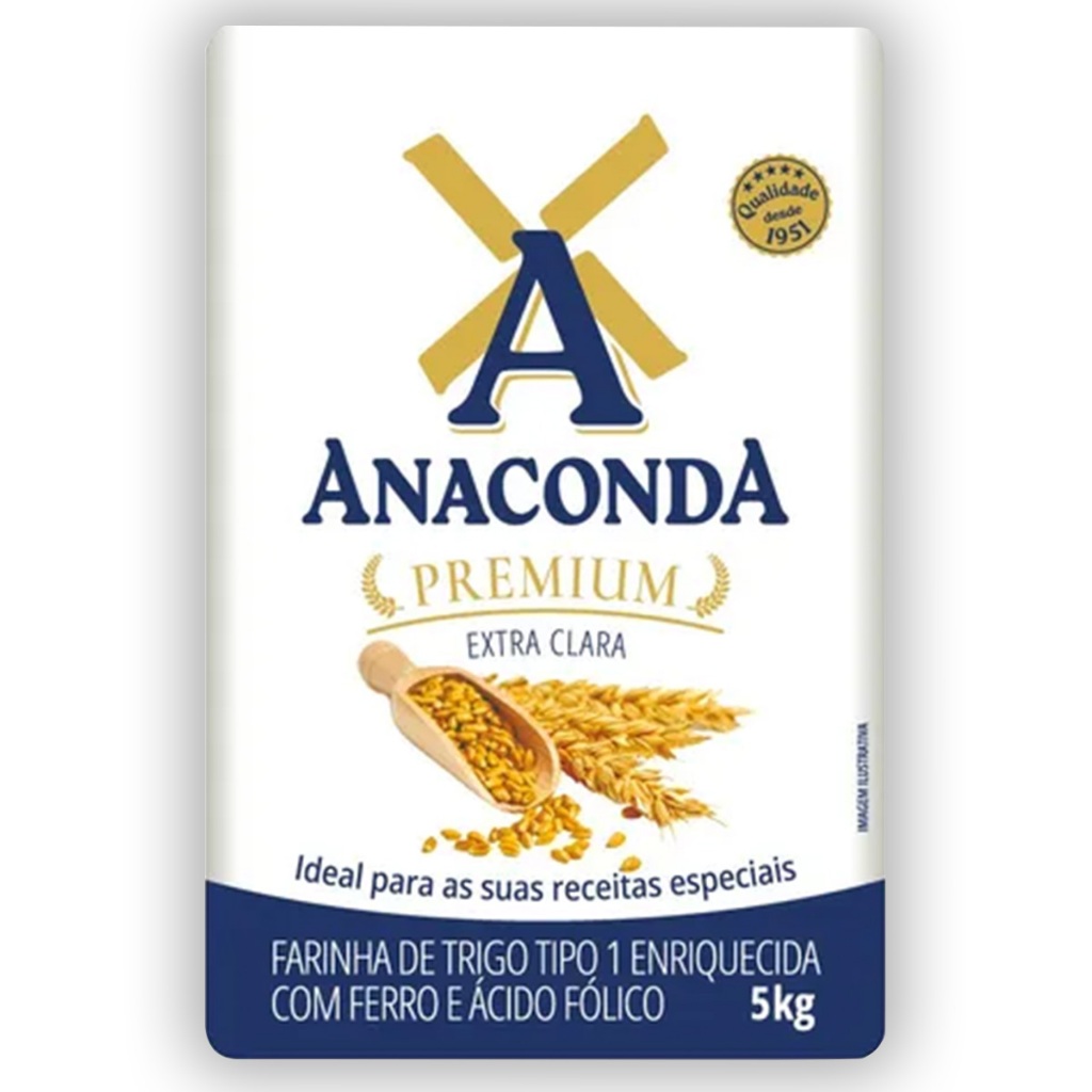 Farinha de Trigo Profissional extra clara Anaconda premium 5 kg