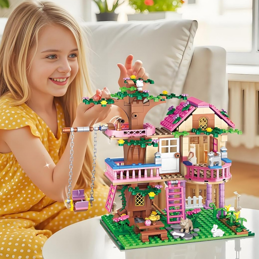 Brastoy Crianças Blocos De Construção Splicing Brinquedos Dreamtree House Meninas Bloco Construção