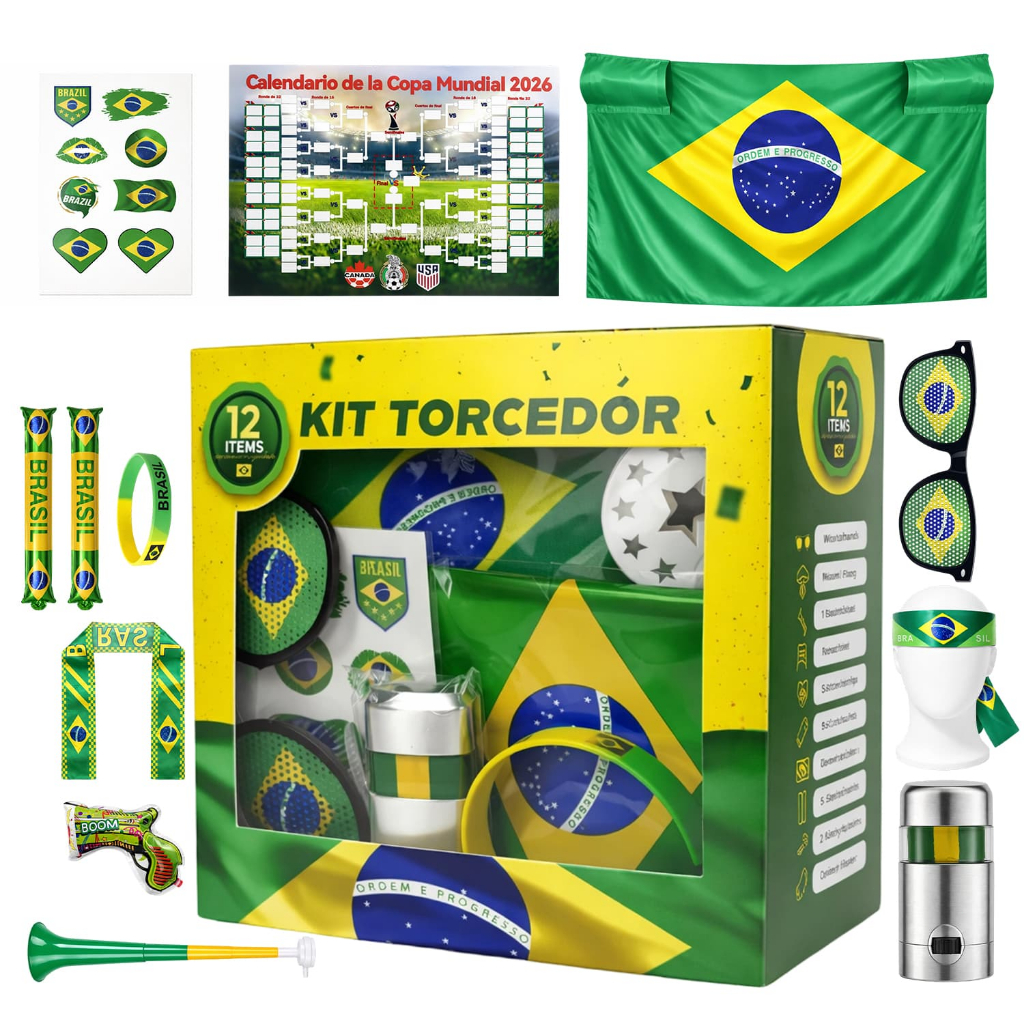KIT TORCEDOR Combo de torcida para copa do mundo 2026 Brasil