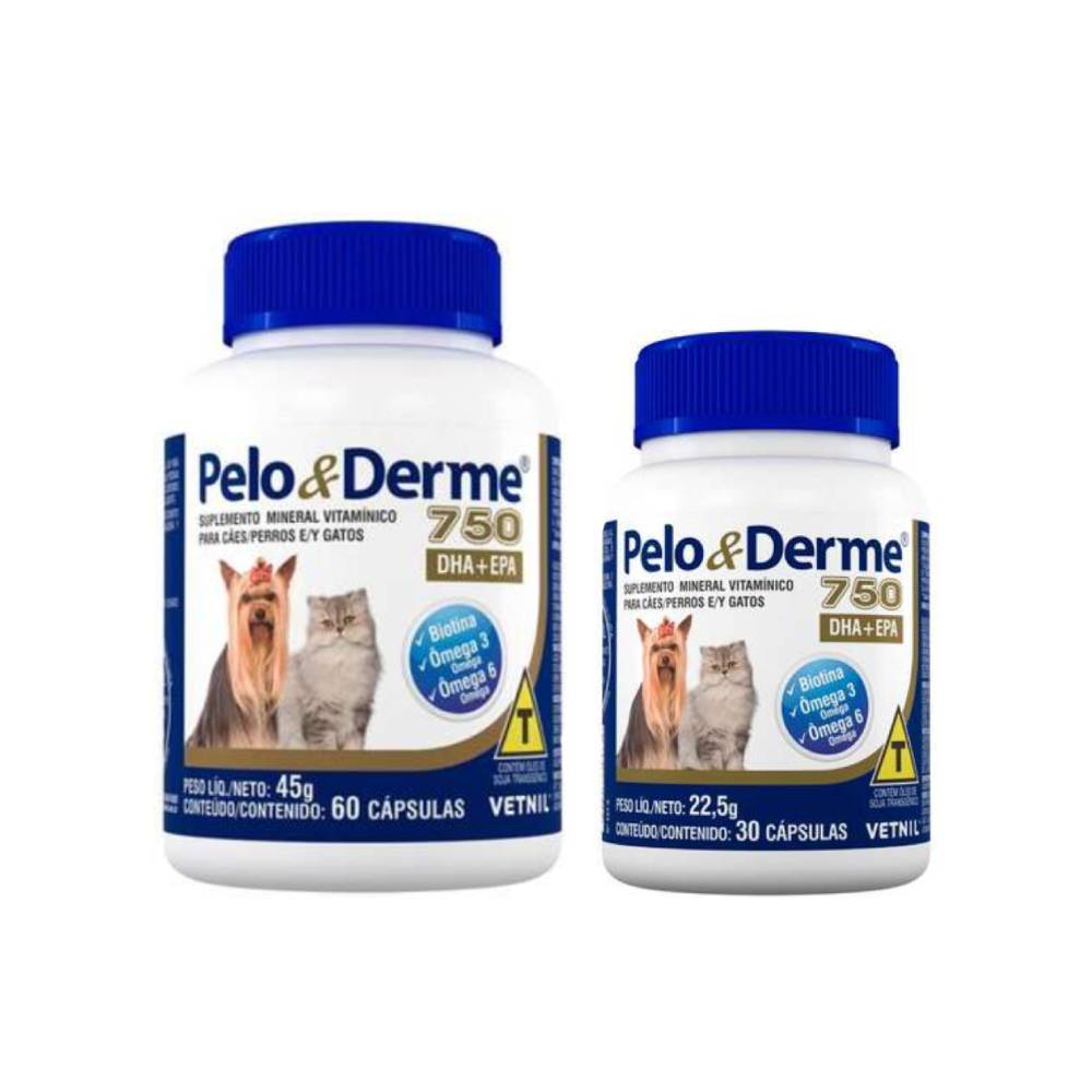 Pelo e Derme 750 DHA + EPA Vetnil em Oferta na Shopee