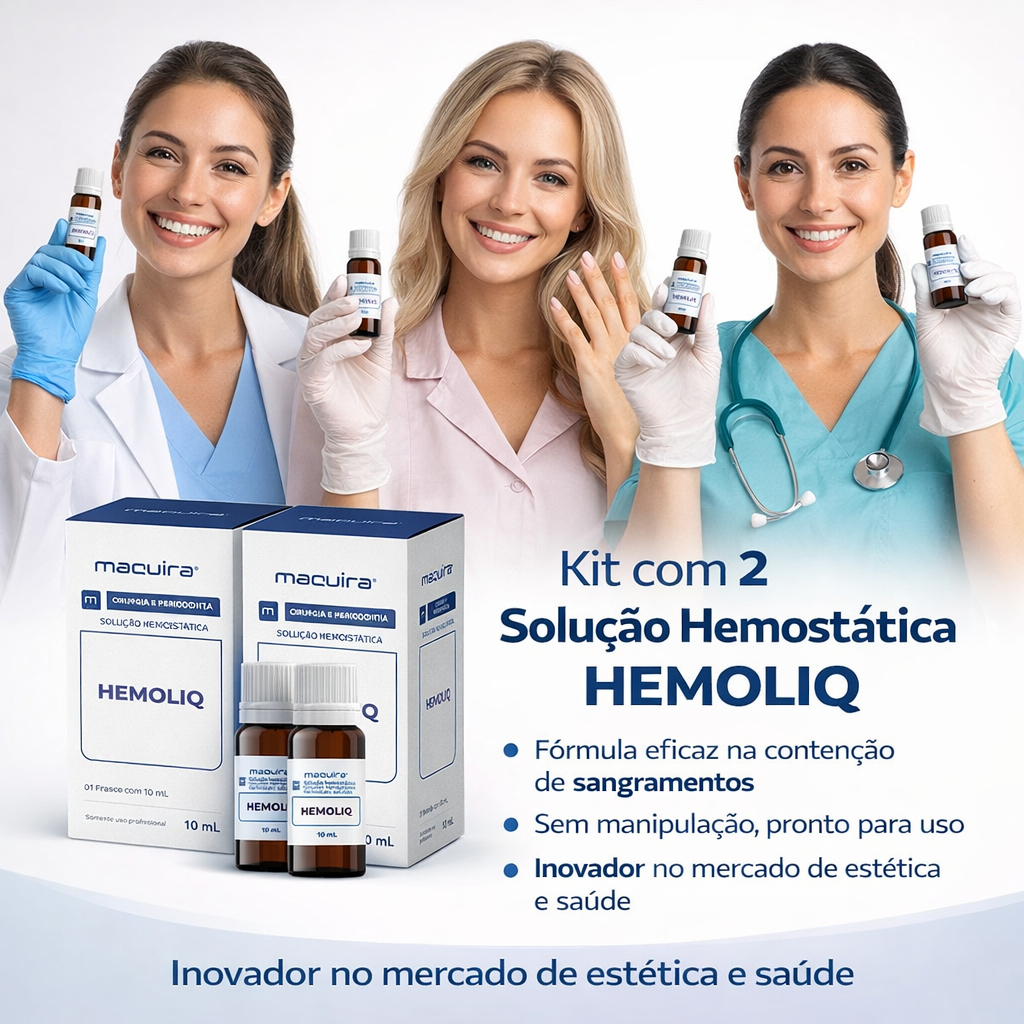 Kit 02 Hemoliq Solução Hemostática 10ml Podologia / Manicure / Odontologia Maquira