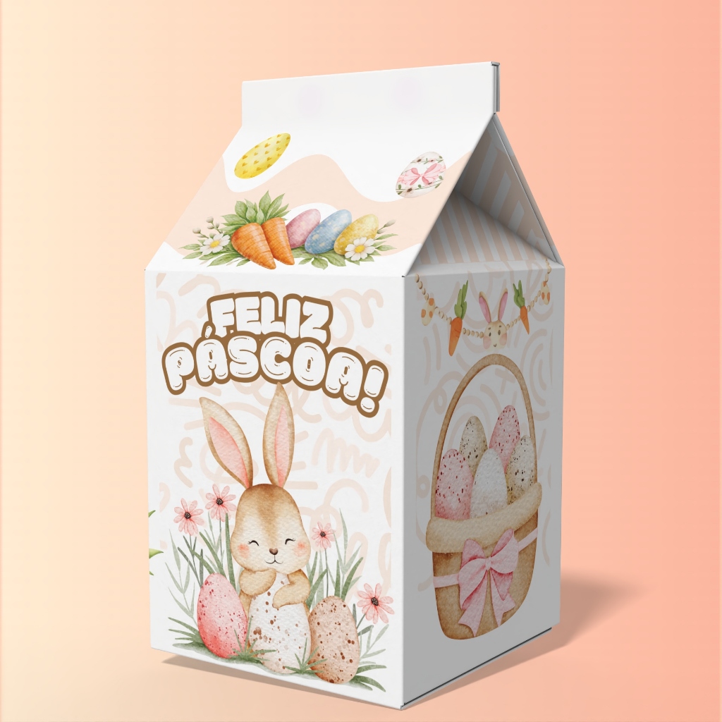 Caixinha Milk Páscoa personalizada para chocolates e lembrancinhas, ideal para presentear - Envio em 24 HORAS em Oferta na Shopee