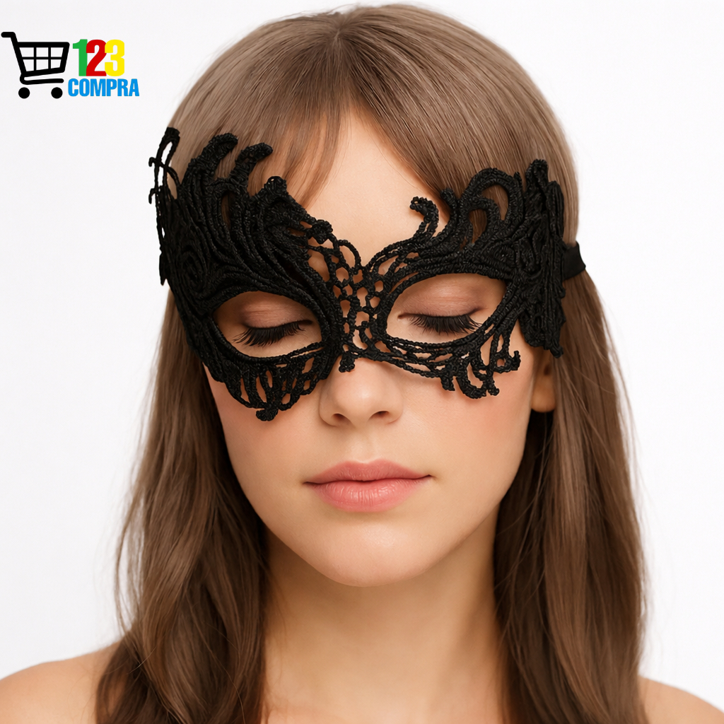 Máscara De Renda Para Os Olhos Sexys E Liso Fantasia Feminina E Masculino Festa Carnava
