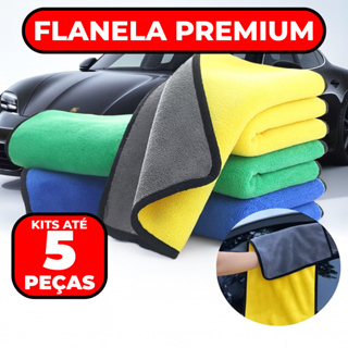 Kit até 5 Toalha Pano Flanela Microfibra Secagem Limpeza Automotiva Dupla Face Carro Moto Não Risca em Oferta na Shopee