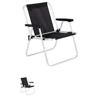 Cadeira Praia Mor Piscina Praia Cor Preta Aluminio