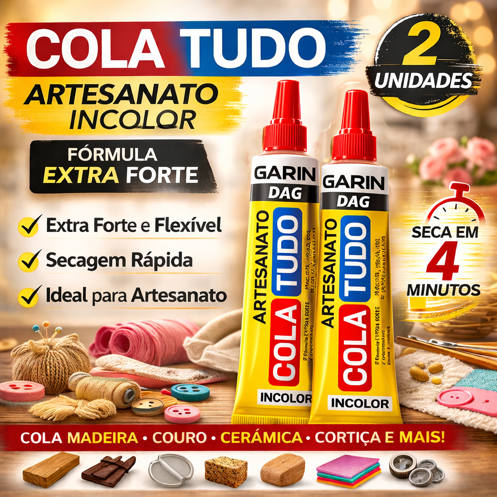 Kit 2 Cola Para Artesanato Flexível Forte Amigurumi Feltro Incolor