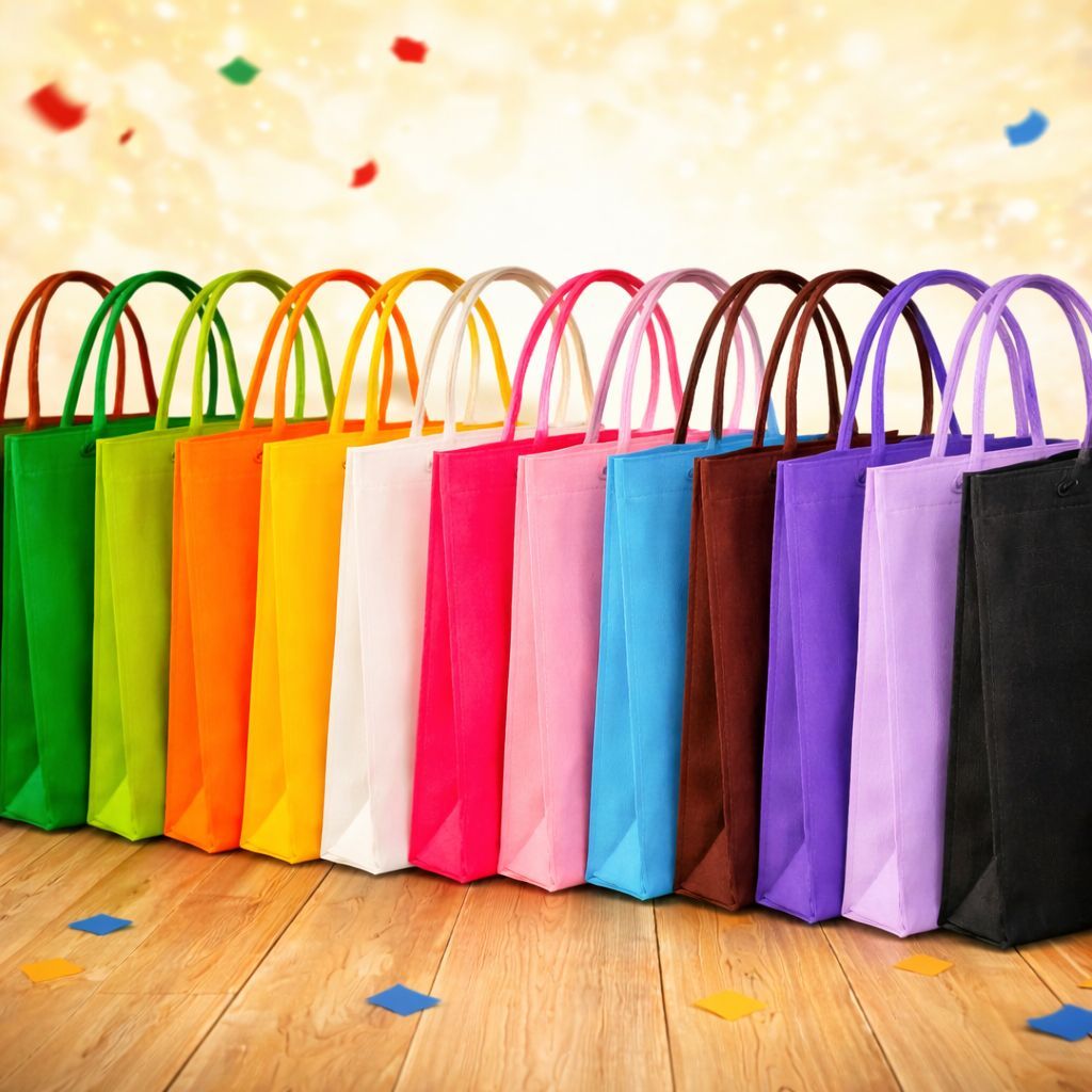 Kit 10/20/30/50 Sacola TNT 18x20 cm com alçca cordão, soldadas, de alta resistência com gramatura 60