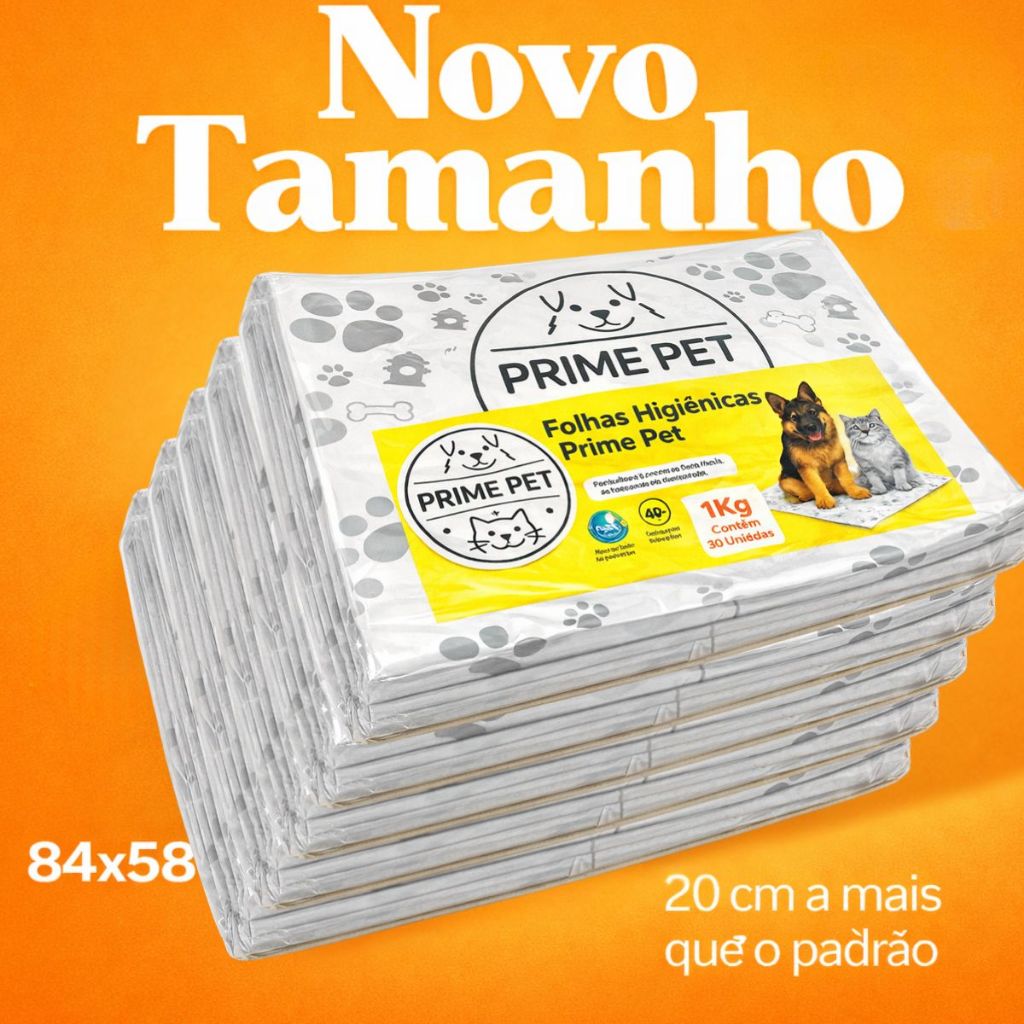 Jornal Higiênico para Cachorro Grande 84x58cm 250 Folhas Super Absorvente para Xixi Pet - 5KG