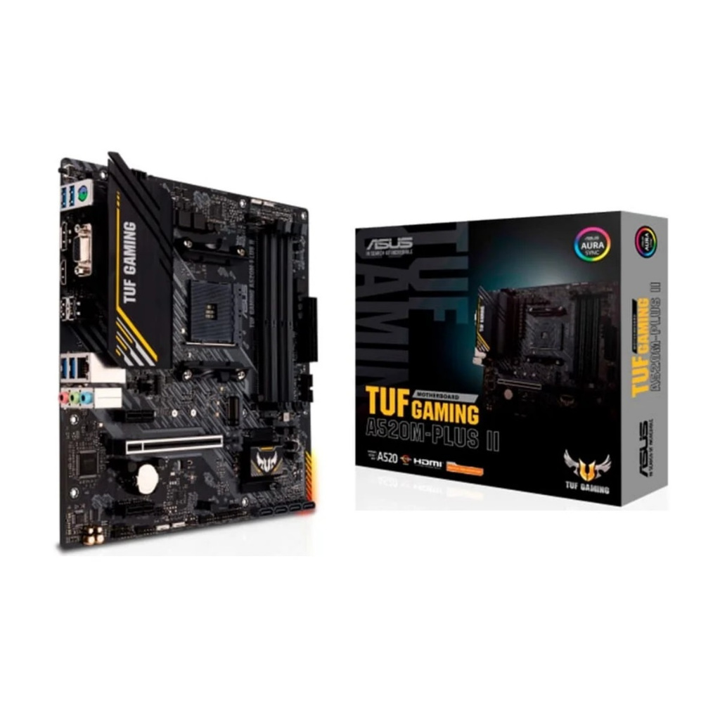 Placa Mãe ASUS TUF GAMING A520M-PLUS II, AMD AM4, mATX, DDR4 em Oferta na Shopee