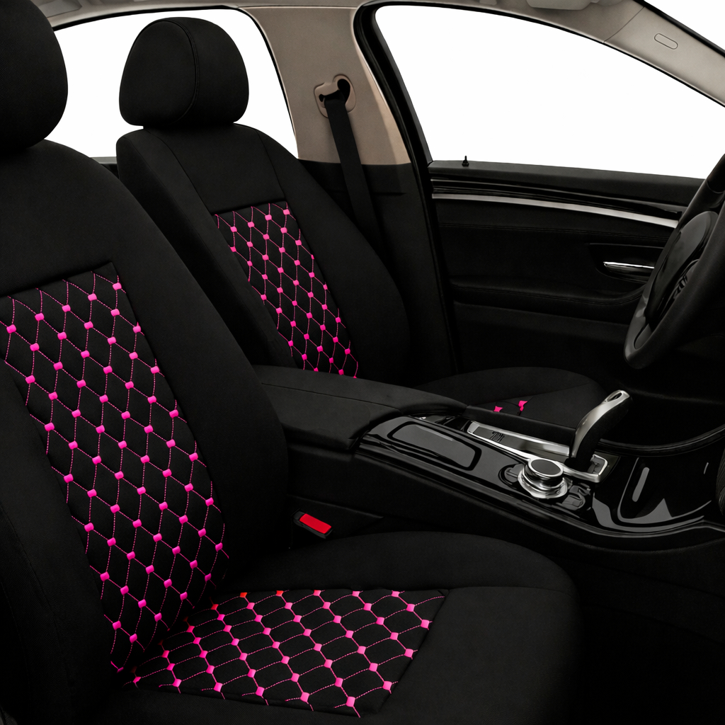 Capa de Banco Automotivo Carro Tecido Grosso Diamantado Rosa Reforçado Linha Prime Monshell
