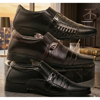 Kit Sapato Social Masculino Confortável Solado Costurado