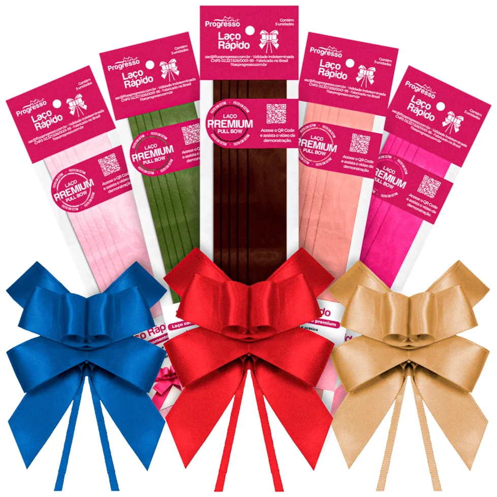 Laço Rápido Mágico De Cetim Com 05 Unidades Progresso LC005 22mmm P/ Presentes Embalagens Embrulhos em Oferta na Shopee