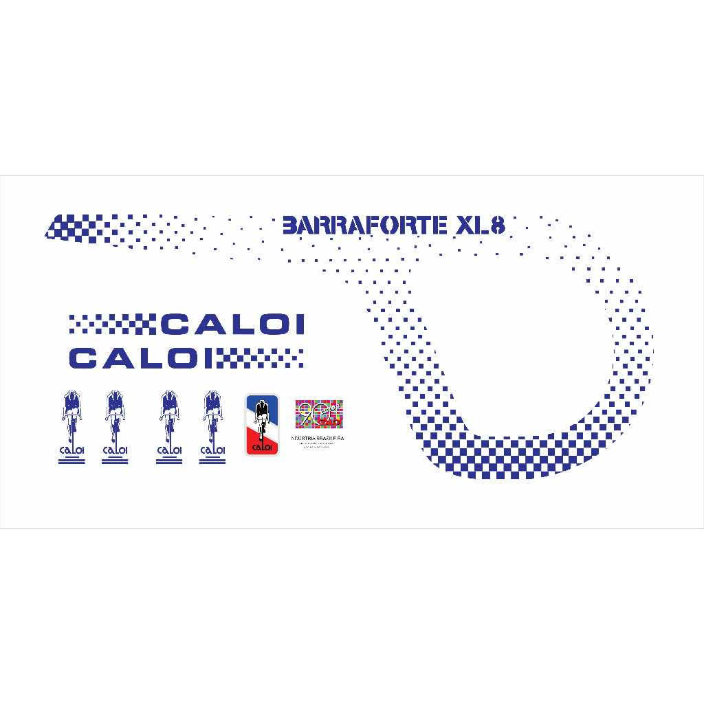 Adesivos Bicicleta Caloi Barra Forte XL8 1988 Azul