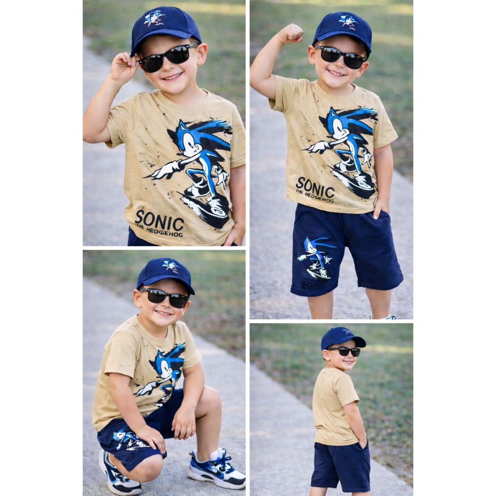 Conjunto Infantil Menino Camiseta Malha e Bermuda Moletinho Roupa Estilosa 4 ao 14 anos
