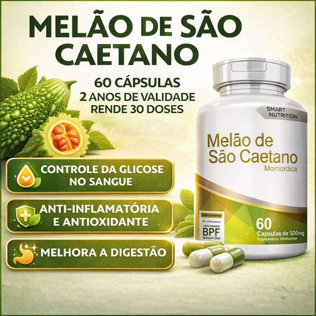 Melão de São Caetano 500mg 60 Cápsulas Controle da Glicose | Momordica | Auxilia Açúcar no Sangue