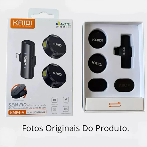 Microfone Profissional Sem Fio Duplo Lapela Redondo para Iphone Kaidi