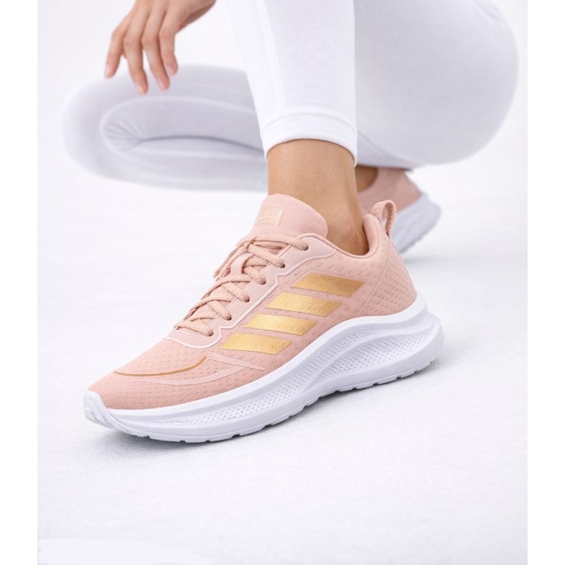 Tênis Feminino Caminhada Preto Branco Rosa Dia a Dia Academia Promoção Lançamento