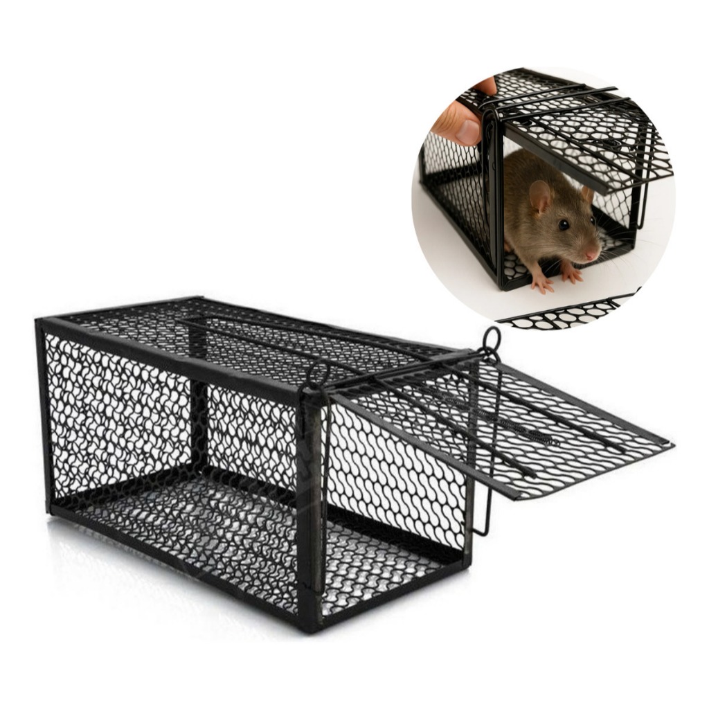 Gaiola Metálica Para Controle de Roedores Reutilizável Resistente Uso Doméstico e Rural