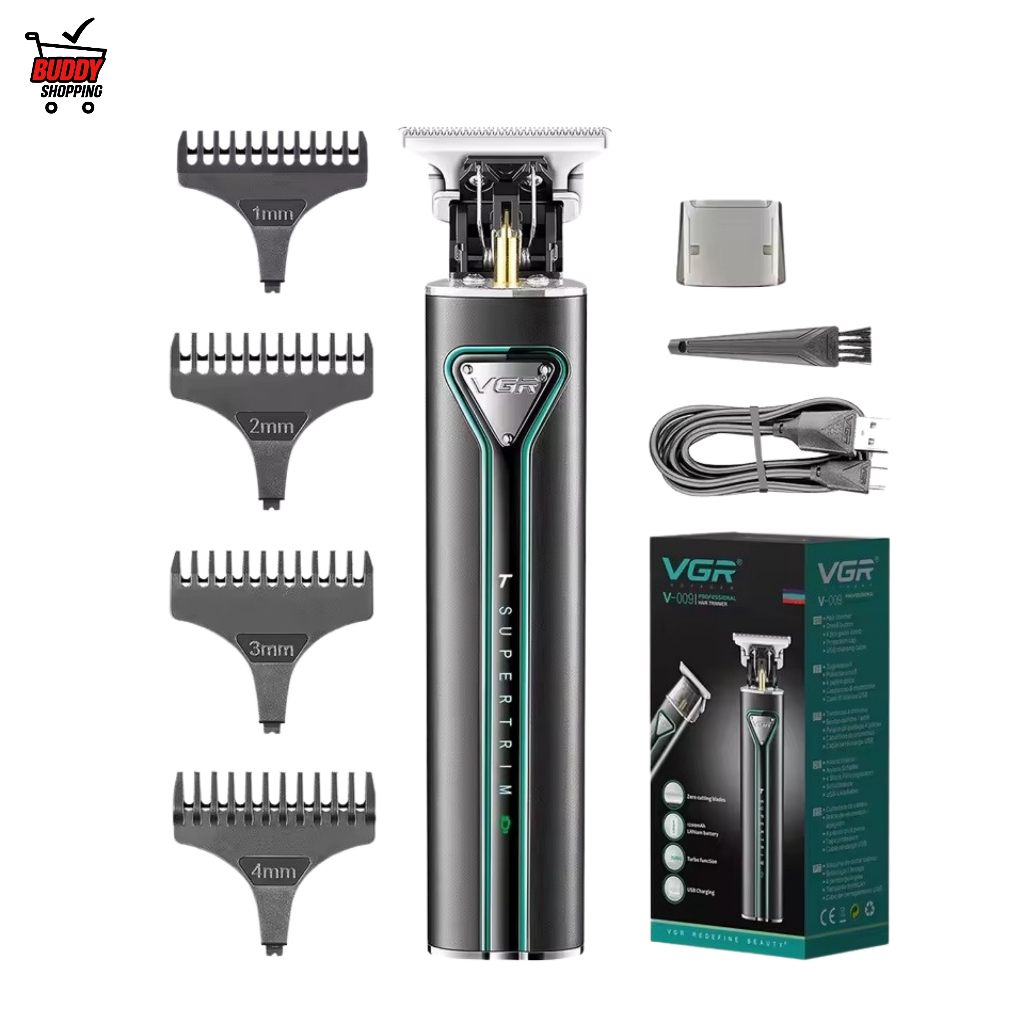 VGR V-009 Máquina de Cortar Cabelo e Barbeador Profissional Sem Fio, Metal, LED, 7000 RPM, USB Recarregável