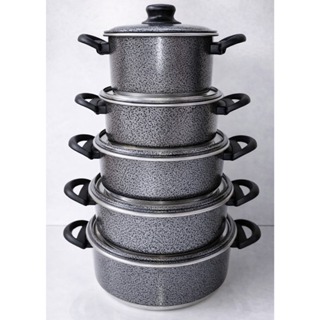 Jogo de Panelas 5 Peças Alumínio Craqueado Tradicional – Ideal para o Dia a Dia em Oferta na Shopee