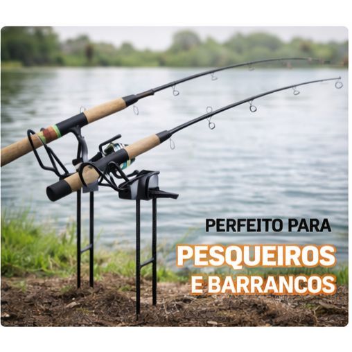 Suporte de Vara de Pesca 5 Unidades Para Barranco Pesqueiro Regulável Aço Carbono Reforçado Antiferrugem