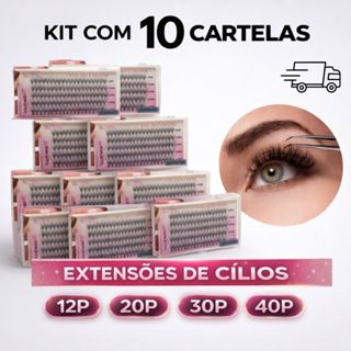 KIT 10 cartelas Tufos sem Nó New Show PACK Cílios Tufinho 5 Fileiras MIX 12p/20p/30p/40p Extensão em Oferta na Shopee