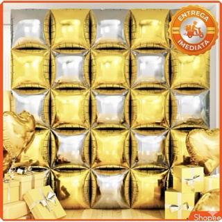 25 Unidade de Parede De Balões Metalizados Premium  Quadriculados Quadrados dois lados decoracao enfeite -envio imediato em Oferta na Shopee