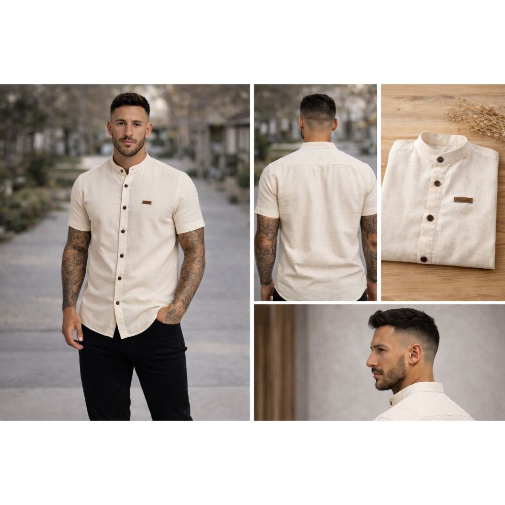 Camisa Masculina Homem Adulto Gola De Padre Manga Curta Confortável Fresca Algodão Casual Verão Sair Festas Casamento em Oferta na Shopee